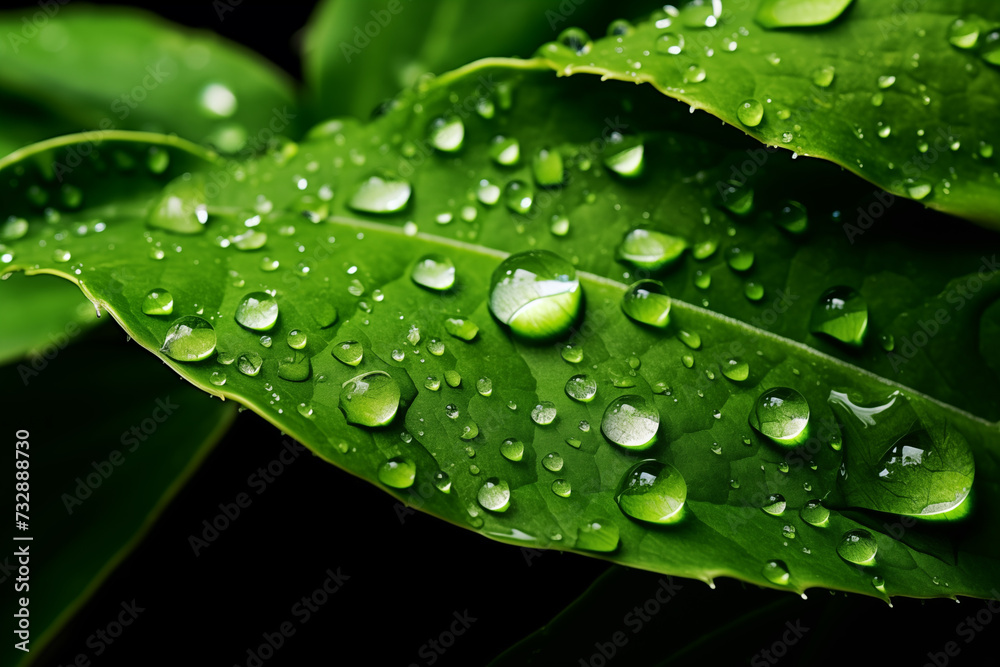 water drops on green leaf water drops on green leaf