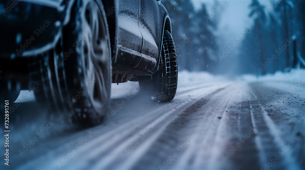 雪道と車のタイヤ