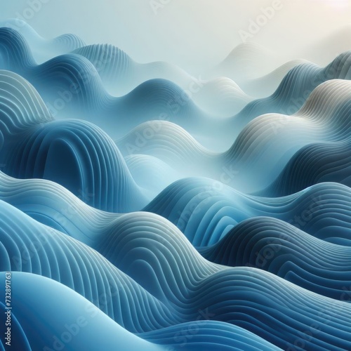 abstract, flowing shapes with a smooth texture dominated by various shades of blue, creating a calm and serene atmosphere. 