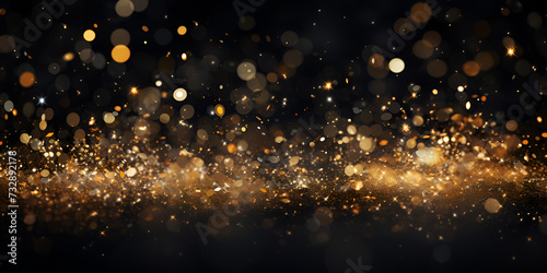 Golden particles  futuristic dance of glittering networks for tech brilliance. Abstract bokeh golden particles.