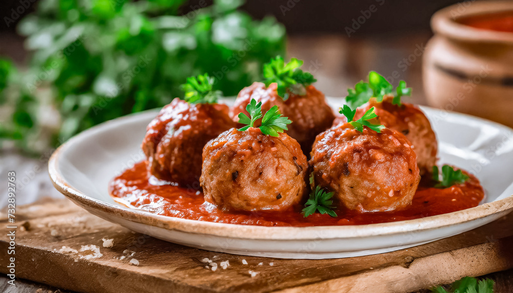 tasty meat balls with tomato sauce