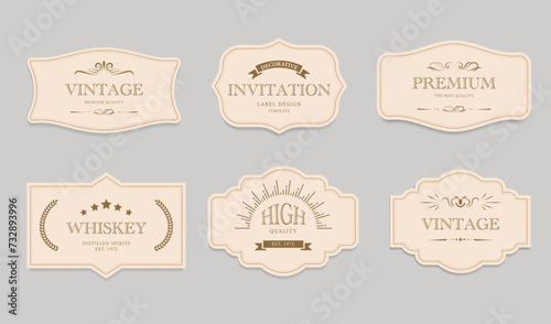 Vintage label and decoration frames collection. Retro classic badge. vector illustration