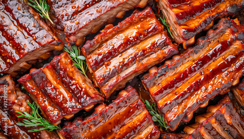 food background of BBQ Ribs, for BBQ Ribs sellers, for restaurant menu, food menu concept, for retailer, leaning concept, food background concept, top view