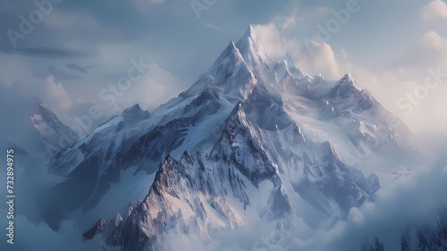 Serene Snow Mountain Peak Landscape