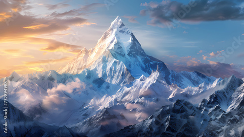 Serene Snow Mountain Peak Landscape