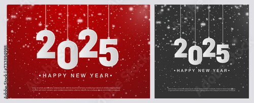 2025 Happy New Year. Illustration for the festive New Year 2025 celebration on set background