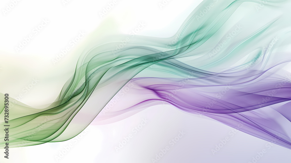 Ethereal Purple and Green Smoke Wisps and Waves on White Background Ethereal Purple and Green Smoke Wisps and Waves on White Background