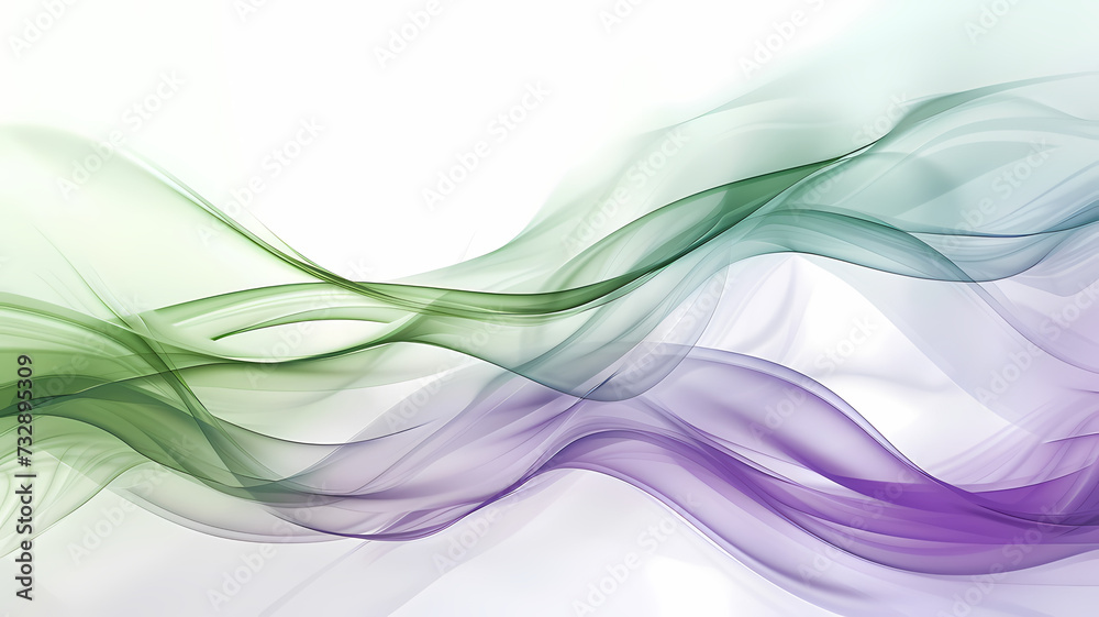 Ethereal Purple and Green Smoke Wisps and Waves on White Background Ethereal Purple and Green Smoke Wisps and Waves on White Background