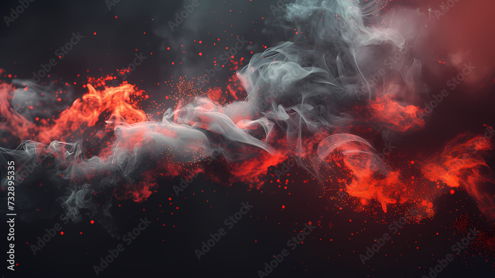 Abstract Red and Grey Smoke Interaction on a Dark Background - obrazy, fototapety, plakaty 