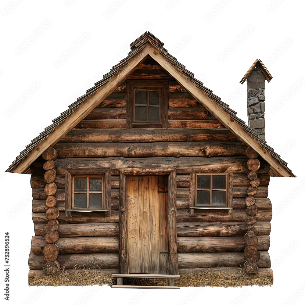 Log Cabin House Isolated