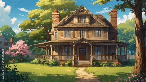 old house anime style