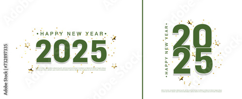 2025 Happy New Year concept with green number concept. colorful 2025 new year on set background