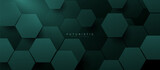 Abstract luxury green hexagon background. Futuristic digital hi-technology horizontal banner. Vector