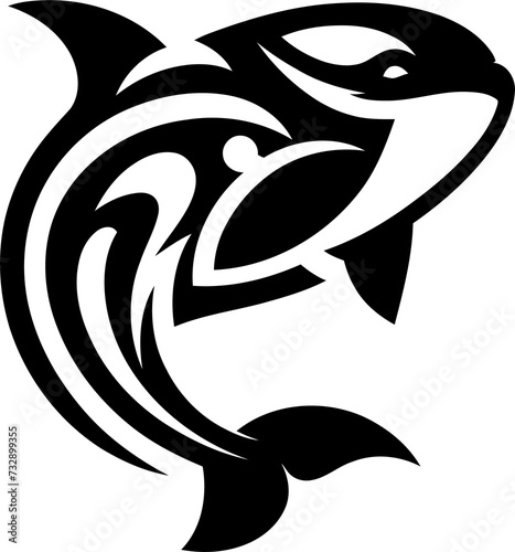 modern tribal tattoo orca, abstract line art of animals, minimalist contour. Vector photo