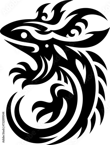modern tribal tattoo axolotl, abstract line art of animals, minimalist contour. Vector