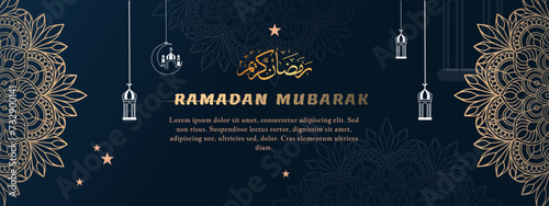 Vector Realistic ramadan horizontal banner template with Luxury Design Ramadan
