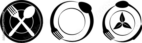 vector image of fork spoon and knife on plate