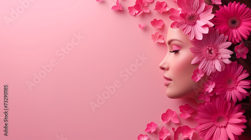 international Women's day background with copy space, woman day holiday pnk background with petals