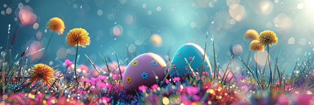 Easter concept with colorful easter eggs