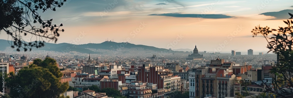 Barcelona, Spain Urban city concept with skyline
