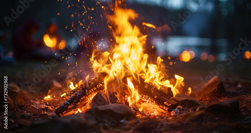 A campfire outdoors