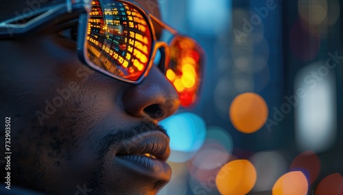 Close up portrait of african american man with sunglasses