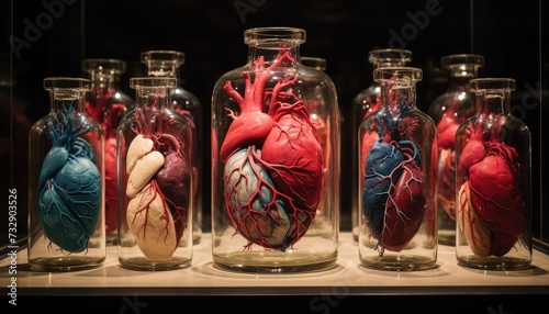 Human heart in a glass bottle, conceptual image of health care.