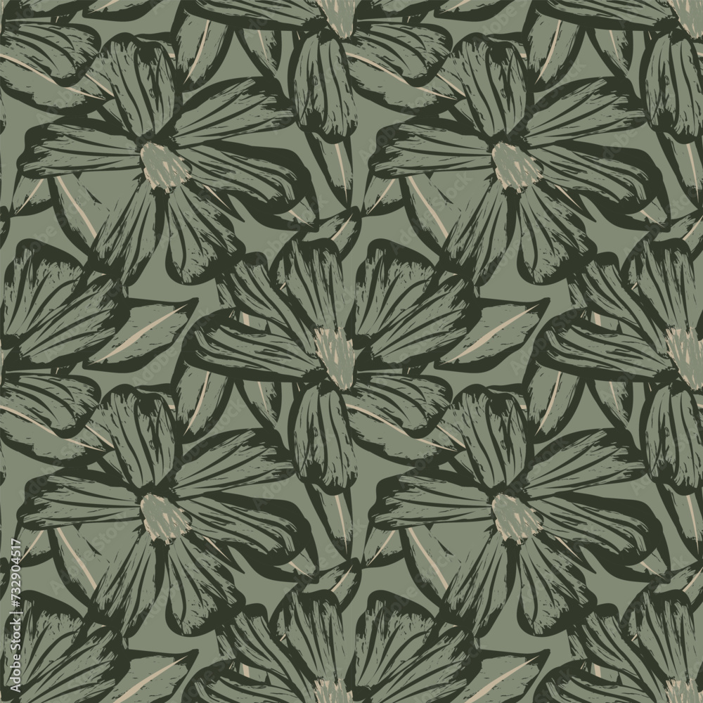 Neutral Colour Abstract Floral Seamless Pattern Design Neutral Colour Abstract Floral Seamless Pattern Design