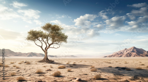 Lone Tree in a Barren Dert: A Rilient Image © Graphics.Parasite