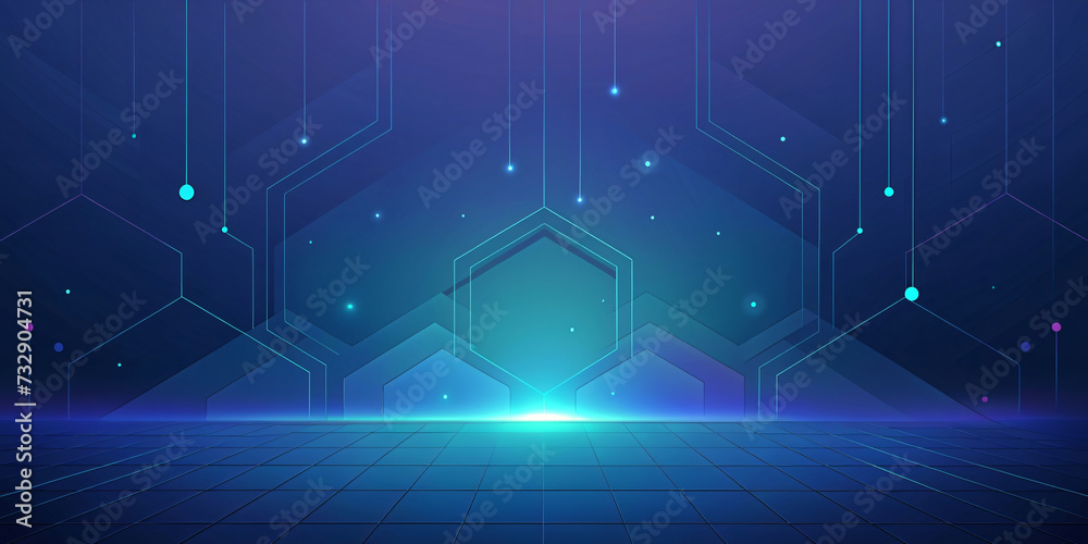 Blue Digital Graphic Abstract Background with Technology Design Vector Illustration for Presentation