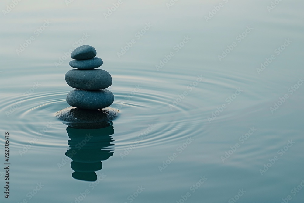 Zen Stones Balanced in Tranquil Water Zen Stones Balanced in Tranquil Water