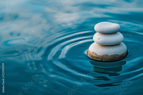 Zen Stones Balanced in Tranquil Water