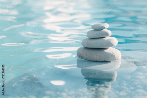 Zen Stones Balanced in Tranquil Water