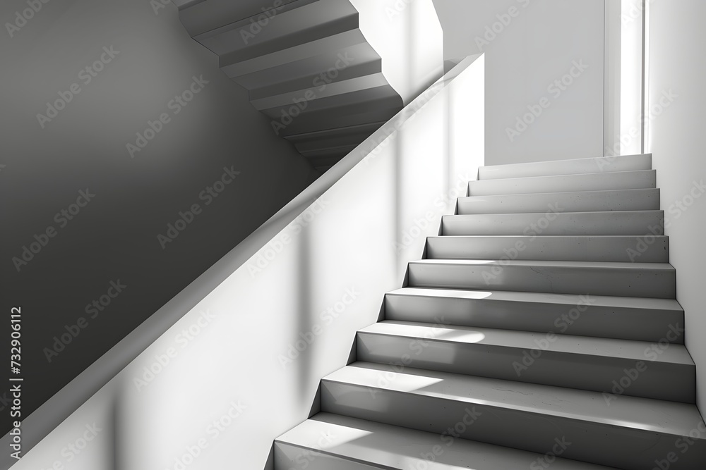 Grand empty white marble staircase mock-up - Generative ai Grand empty white marble staircase mock-up - Generative ai