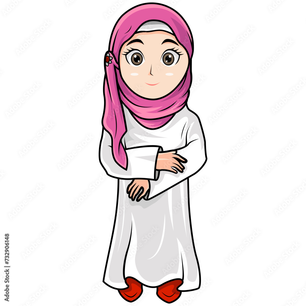 Cute Cartoon Of a Muslim Girl