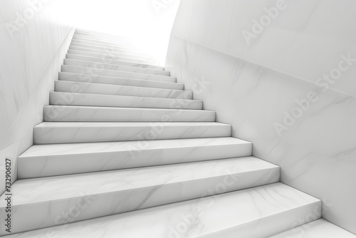 Grand empty white marble staircase mock-up - Generative ai  © Lukasz Czajkowski