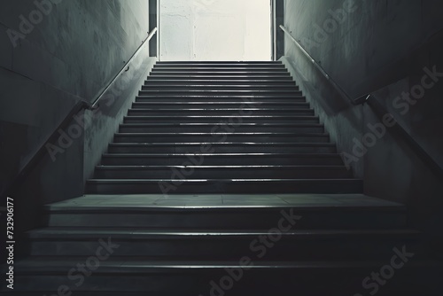 Grand empty dark dirty staircase mock-up - Generative ai 