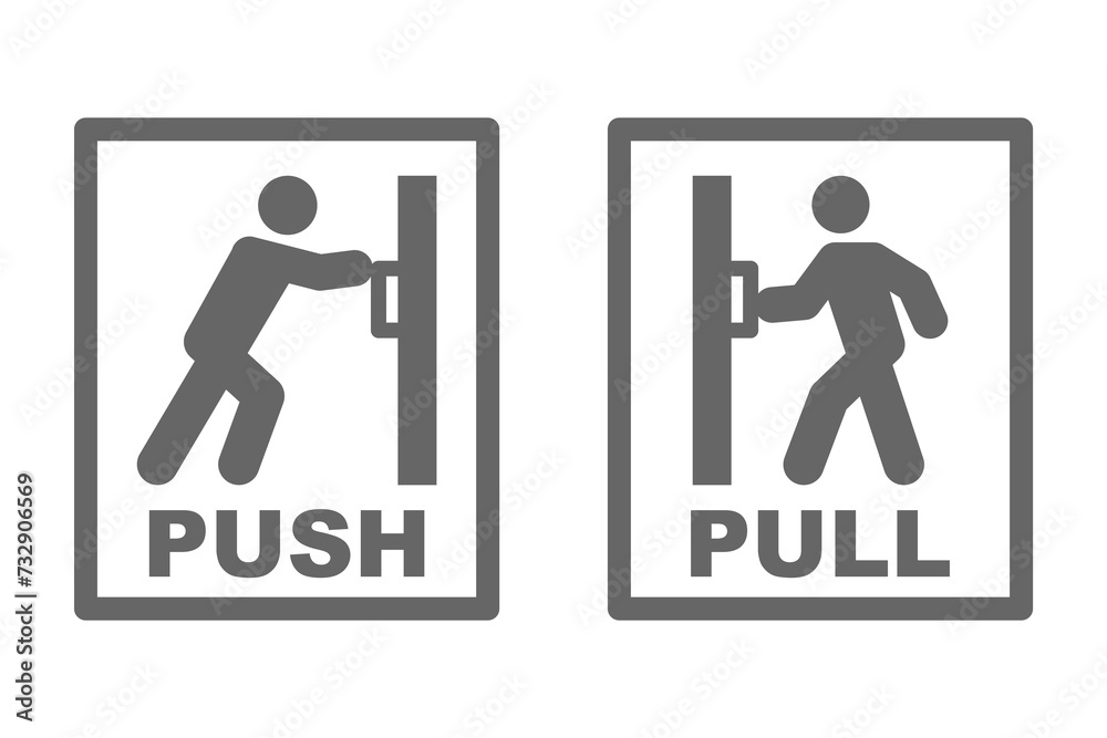 vector set of pull and push, open doors, pull and push signs on doors Stock Vector Adobe Stock