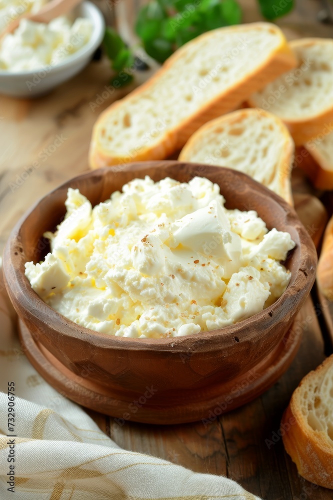 A bowl of cream cheese with slices of bread A bowl of cream cheese with slices of bread