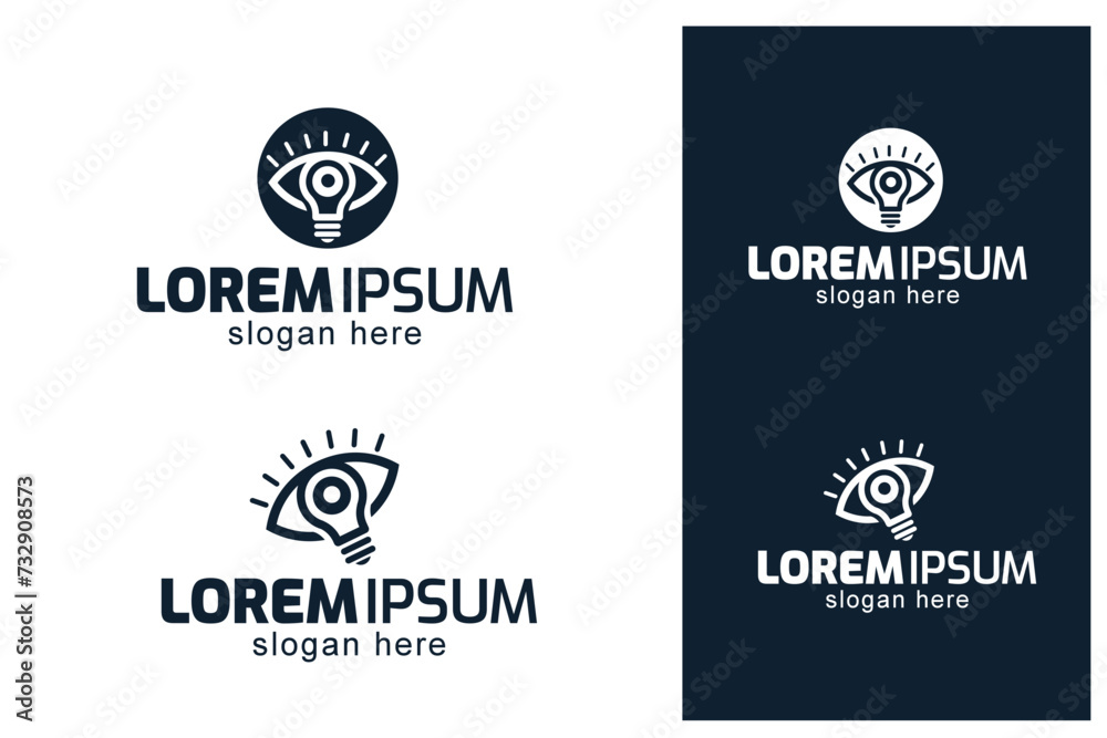 Obraz premium Vision and idea icon or logo. Eye bulb sign business concept 