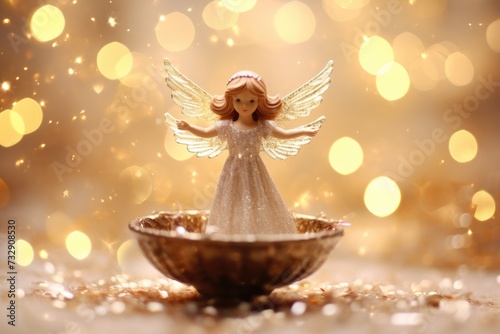 Angel food delight surrounded by a sea of sparkling bokeh lights.