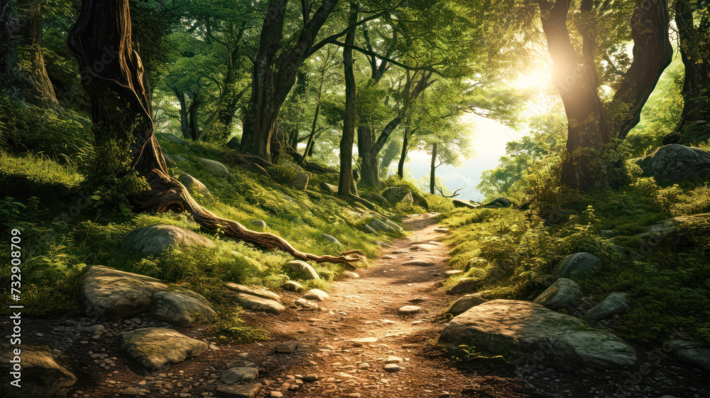 Obraz premium A Winding Path to Natureerenity: A Cinematic Fort Image