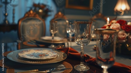Elegant Dining Table Set in Formal Interior Design AI Generated.