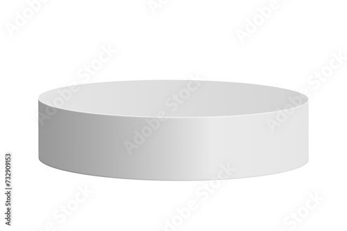 white round podium or circle platform front view on transparent background, white round podium png