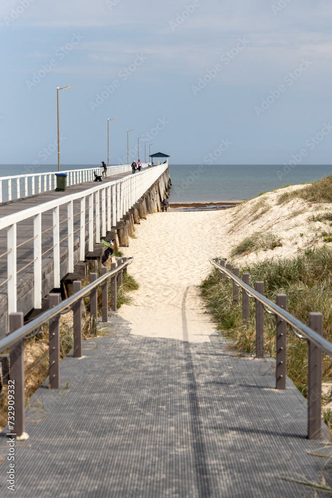 The beach access ramp along the Iconic Grange Jetty in South Australia on September 2023