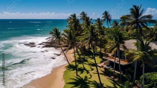 Beachfront pension offering breathtaking ocean vistas and swaying palm trees