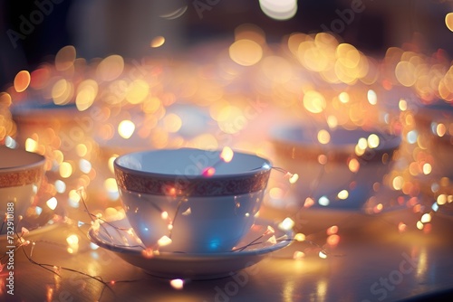 Enchanting bokeh lights accentuating the ethereal quality of angel food.