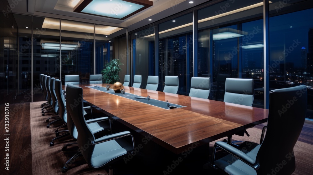A corporate boardroom with a sophisticated design A corporate boardroom with a sophisticated design