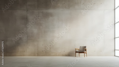 A minimalist view of a serene brutalist interior © Cloudyew