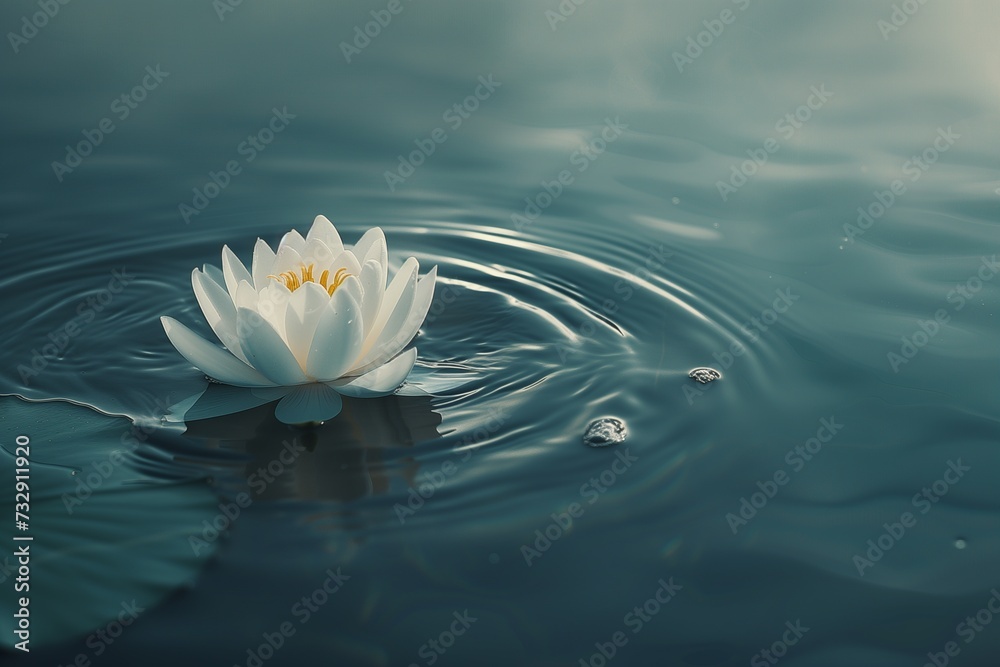 Lotus Flower Floating on Calm Waters